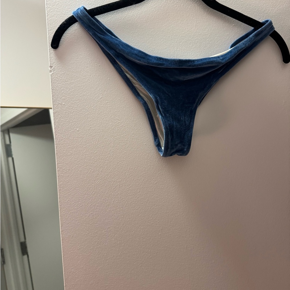 SOLID & STRIPED Sky Blue Velvet Bikini Bottom